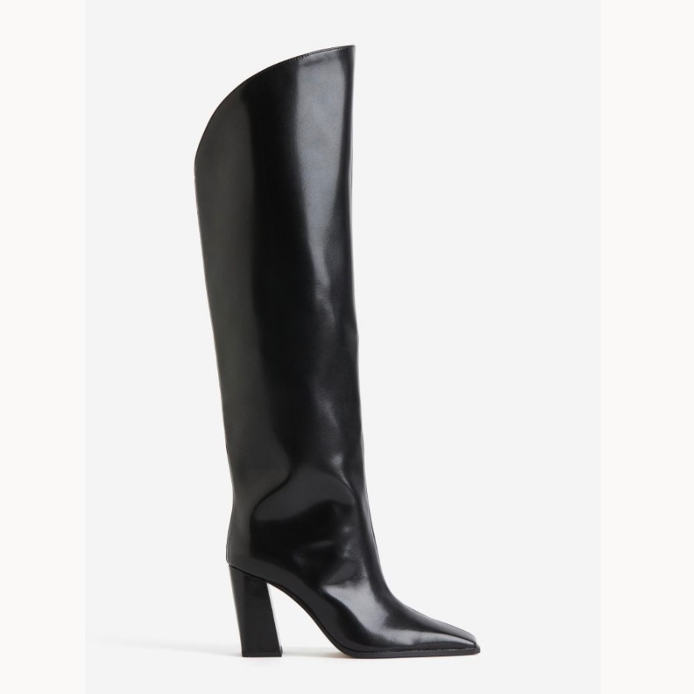 H&M Black Heeled Knee-High Boots